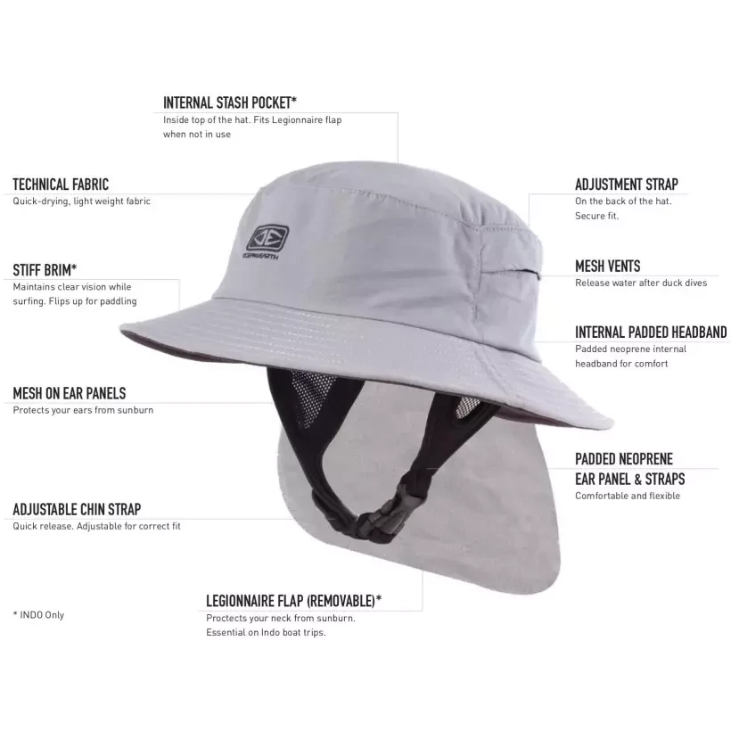 Ocean & Earth Indo surf hat Grey