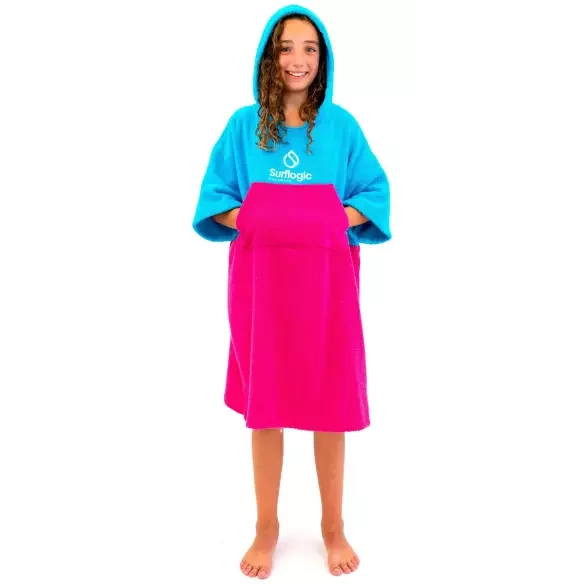 Poncho Junior Surf Logic ciano & rosa