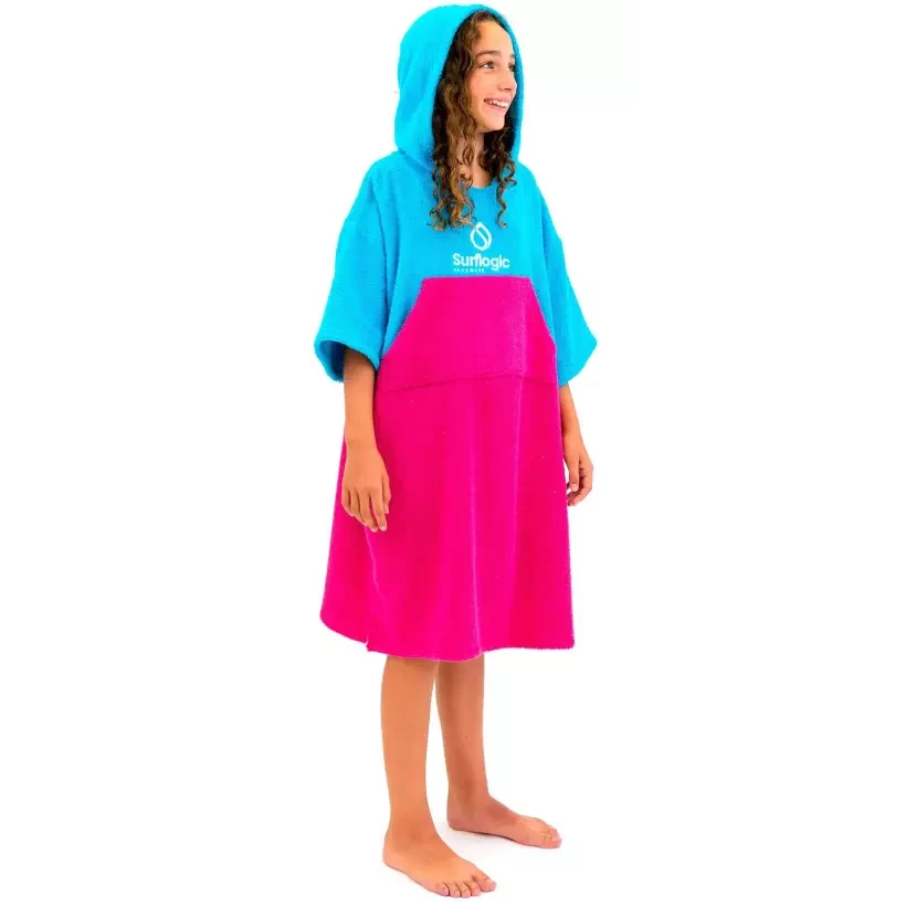 Poncho Junior Surf Logic ciano & rosa