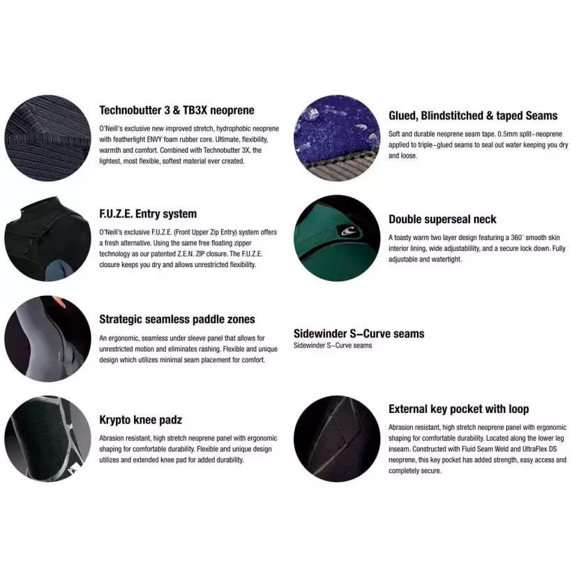 Neopreen O Neill Hyperfreak 5/4mm + Black/Black
