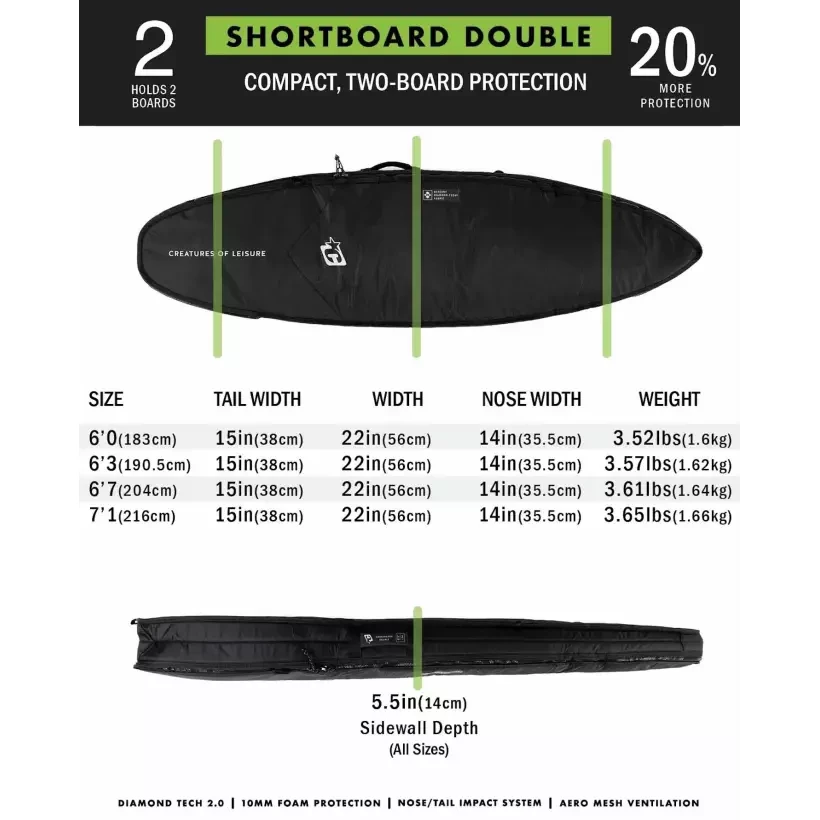 Funda Creatures Shortboard Doble DT2.0 Black Silver