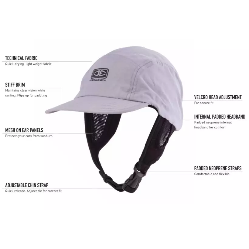 Cap Ocean & Earth Indo 5 Panel Surf Cap Grey