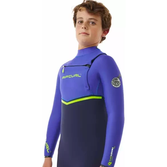 Fato Surf Rip Curl Flash-Bomb 4/3mm Chest Zip Junior 4Wild Berry