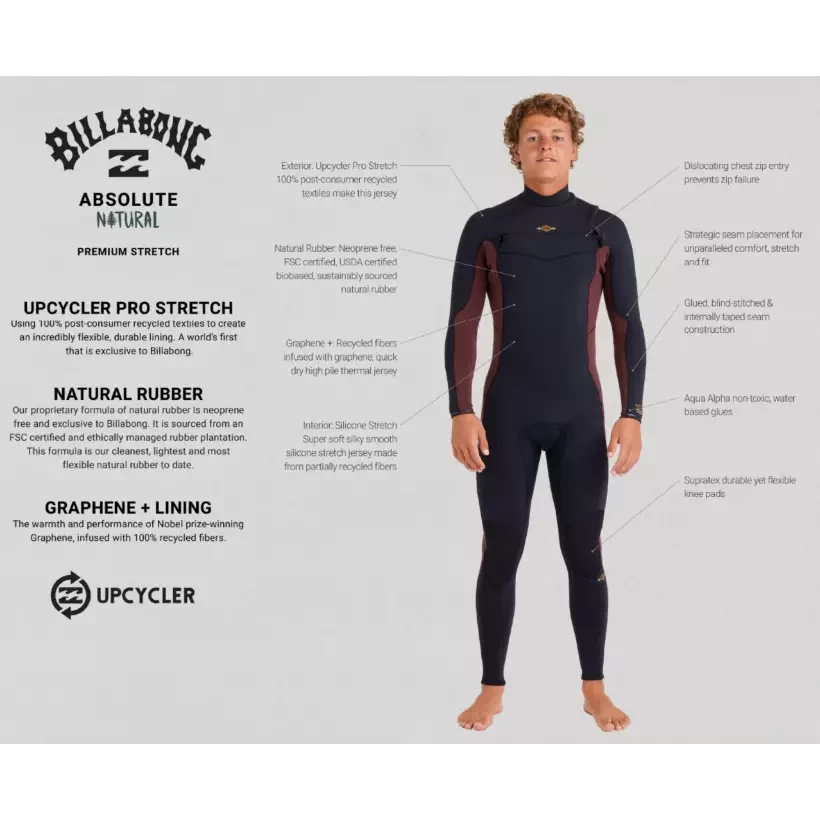 Neopreno Billabong Absolute Natural 4/3mm CZ Black