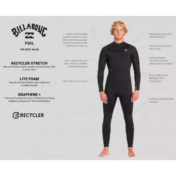 Muta surf Billabong Foil 3/2mm CZ Junior Black