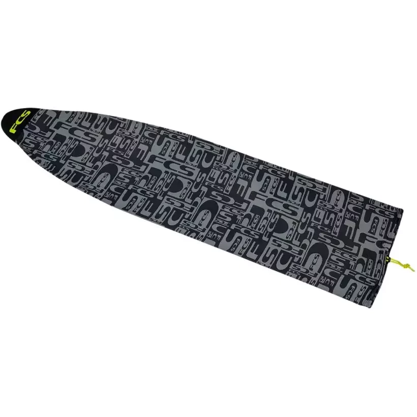 Capas de surf FCS Strech Cover Funboard Monogram Coal/Lime