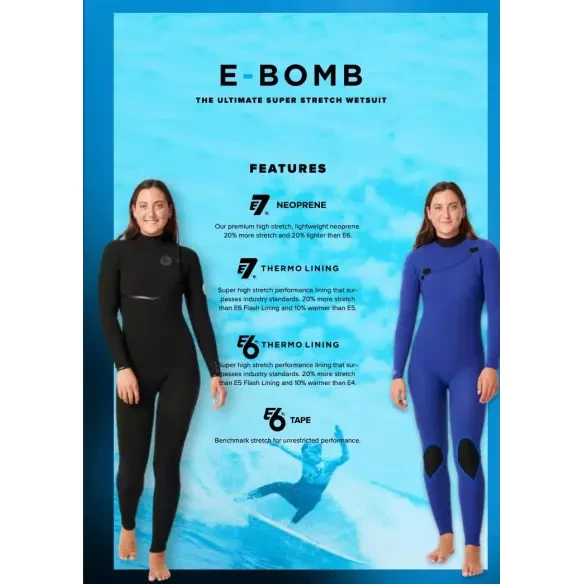 Fato Surf Rip Curl E-Bomb Womens 3/2mm Black