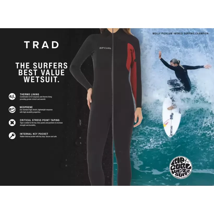 Rip Curl Trad Back Zip 3/2mm Kinderwetsuit Blauw