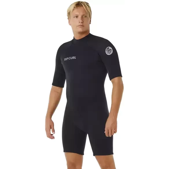 Shorty Rip Curl Trad Flat Lock Back Zip 2/2mm Nero