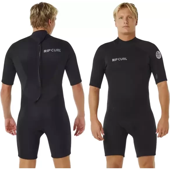 Shorty Rip Curl Trad Flat Lock Back Zip 2/2mm Noir