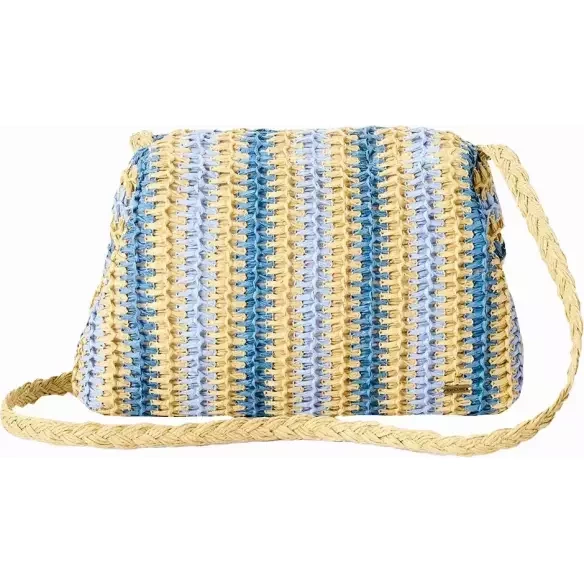 Rip Curl Crochet Framed Clutch Bag Blue/Natural