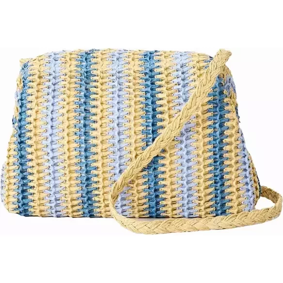 Rip Curl Crochet Framed Clutch Bag Blue/Natural